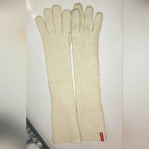 HDG designgroup long knit cream gloves